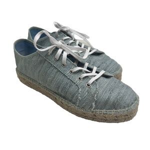 Aquatalia Flyn Canvas Platform Espadrille Sneakers Denim Tweed DD304 11